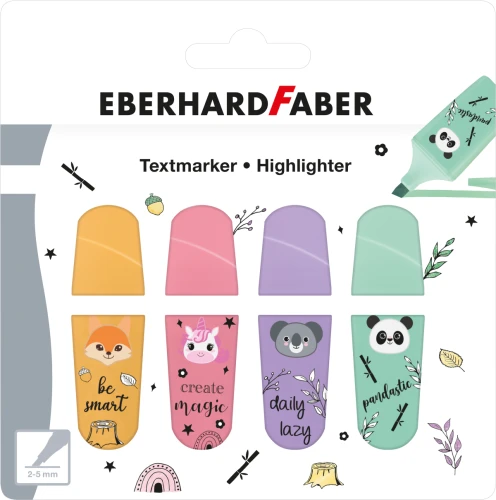 Zakreślacze Eberhard Faber mini Zwierzątka pastelowe, 4 kolory