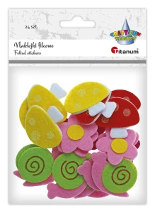 Naklejki filcowe Titanum Craft-Fun Series kwiatki, grzybki, ślimaki, 24 sztuki