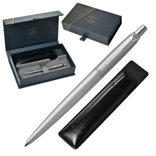 Zestaw Parker Jotter Stainless Steel CT długopis z etui skórzanym