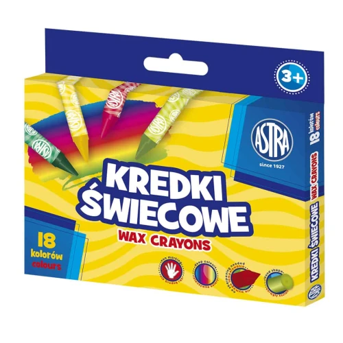 Kredki świecowe Astra, 18 kolorów 