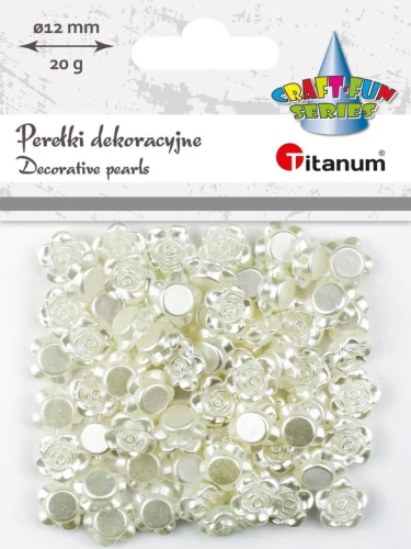 Koraliki perełki Titanum Craft-Fun różyczki białe, 12 mm 