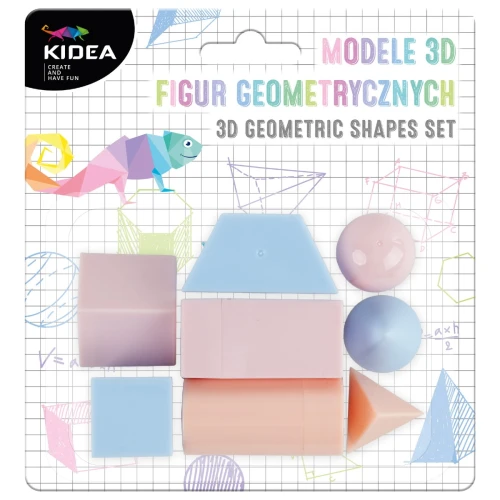 Modele 3D figur geometrycznych Kidea pastelowe, 8 sztuk 