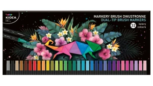 Markery brush dwustronne Kidea, 32 kolory 