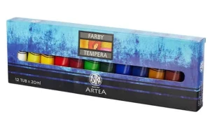 Farby tempera Astra Artea, 12 kolorów, tuba 20 ml