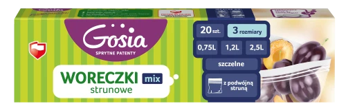 Woreczki śniadaniowe Gosia z suwakiem 3 rozmiary, 20 sztuk 