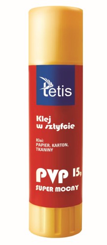 Klej biurowy Tetis PVP, w sztyfcie, 15g