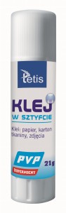 Klej biurowy Tetis w sztyfcie, bezbarwny, 21g