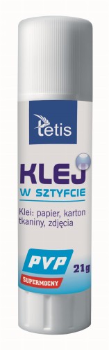 Klej biurowy Tetis w sztyfcie, bezbarwny, 21g