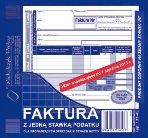 Faktura z jedną stawką podatku dla prowadzących sprzedaż w cenach netto / 131-4E