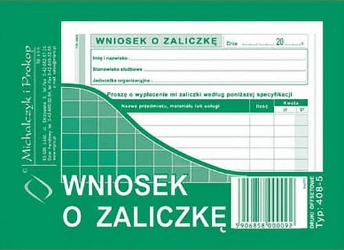 Wniosek o zaliczkę /408-5