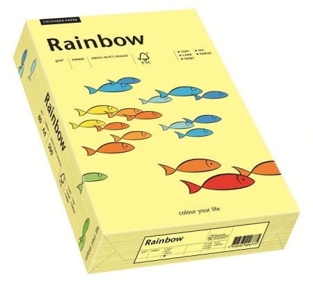 Papier kolorowy Rainbow A-4 80g/m², 500 arkuszy, jasny żółty (R12)