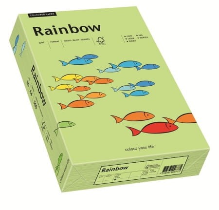 Papier kolorowy Rainbow A-4 160g/m², 250 arkuszy, jasny zielony (R74)