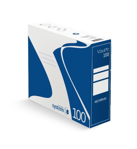 Pudło do archiwum VauPe, A-4, 100mm, biało-niebieski