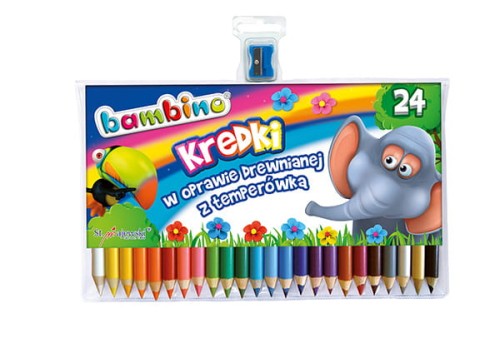 Kredki Bambino w drewnie 24 kolory + temperówka