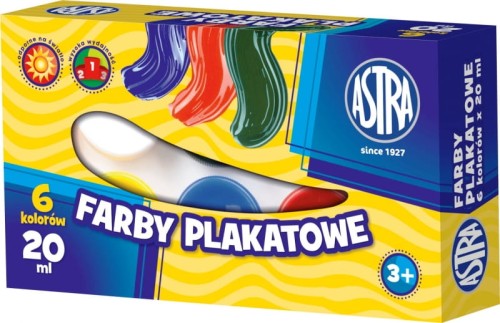 Farby plakatowe Astra 6 kolorów 20 ml