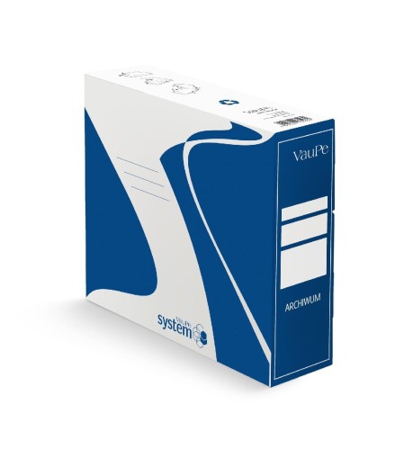 Pudło do archiwum VauPe, A-4, 80mm, biało-niebieski