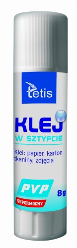 Klej biurowy Tetis, w sztyfcie, bezbarwny, 8g