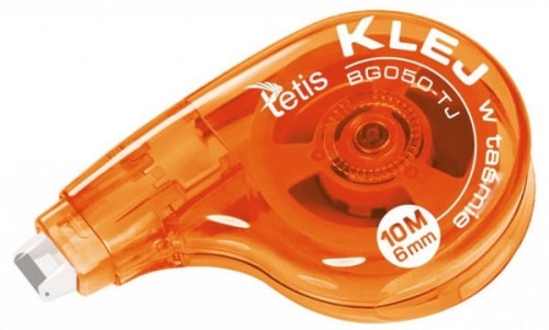 Klej biurowy Tetis, w taśmie, 6mm x 10m, permanentny