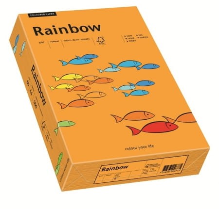 Papier kolorowy Rainbow A-4 160g/m², 250 arkuszy, pomarańczowy (R24)