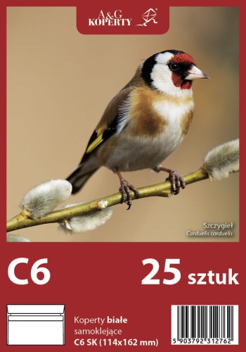 Koperta C-6 biała samoklejąca (25 sztuk)
