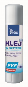 Klej biurowy Tetis, w sztyfcie, bezbarwny, 15g