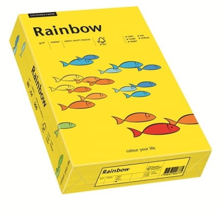Papier kolorowy Rainbow A-4 160g/m², 250 arkuszy,  ciemny żółty (R18)