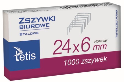 Zszywki Tetis 24/6 GZ101-A, 1000 sztuk
