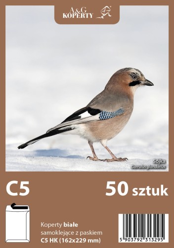 Koperta C-5 biała z paskiem (50 sztuk)