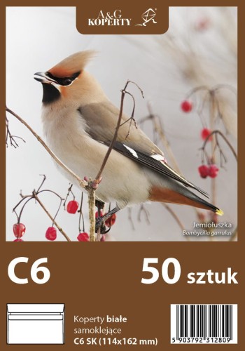 Koperta C-6 biała samoklejąca (50 sztuk)