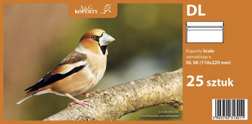 Koperta D-L biała samoklejąca (25 sztuk)