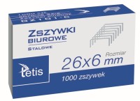Zszywki Tetis 26/6 GZ-101-C, 1000 sztuk