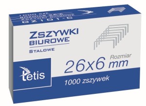 Zszywki Tetis 26/6 GZ-101-C, 1000 sztuk