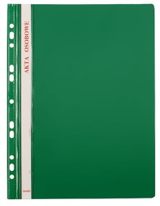 Skoroszyt plastikowy na akta osobowe Biurfol A-4, zielony