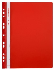 Skoroszyt plastikowy na akta osobowe Biurfol A-4, czerwony