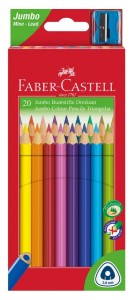 Kredki ołówkowe Faber Castell Jumbo, 20 kolorów + temperówka