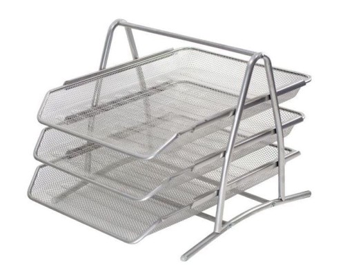 Półka na dokumenty Tres, druciana, 3 sztuki, srebrna