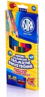 Kredki ołówkowe Astra dwustronne 24 kolory + temperówka