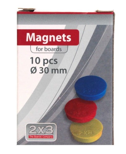 Magnesy do tablic 2x3, 30mm, 10 sztuk, miks kolorów