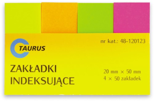 Zakładki indeksujące 20x50mm Taurus, neon 4x50 kartek