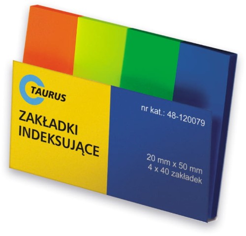 Zakładki indeksujące 20x50mm Taurus, neon PP 4x40 kartek