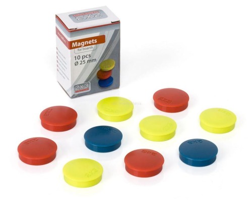 Magnesy do tablic 2x3, 25mm, 10 sztuk, miks kolorów