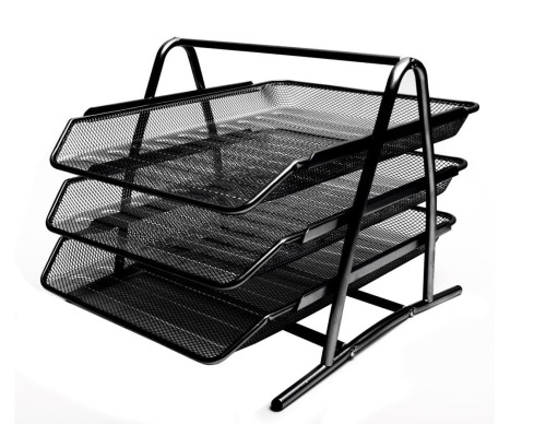 Półka na dokumenty Tres, druciana, 3 sztuki, czarna