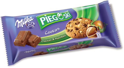 Ciastka Pieguski Milka z kawałkami czekolady mlecznej i orzechami, 135g