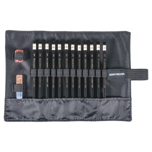 Ołówki Koh-I-Noor 1900 w czarnym piórniku, 8B-2H, 12 sztuk