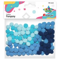 Pompony Titanum Craft-Fun Series poliestrowe niebieskie, 120 sztuk